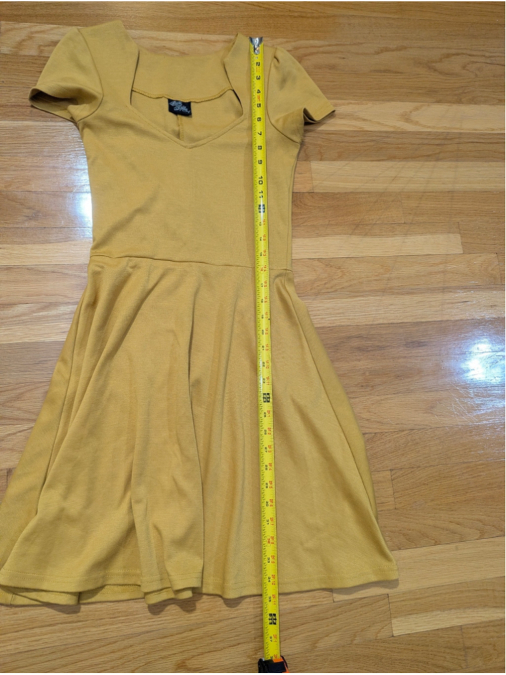 Rock Steady Dress Small Mustard Yellow Fit Flare - Picture 8 of 9